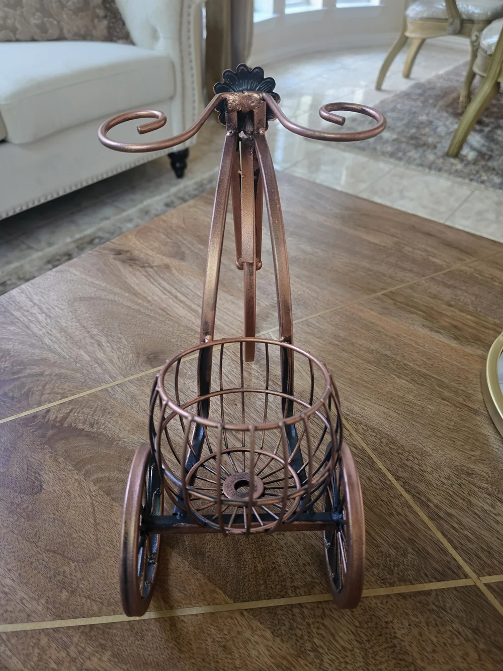 Copper Tricycle Wine Bottle Holder - Decorative Bar Accent